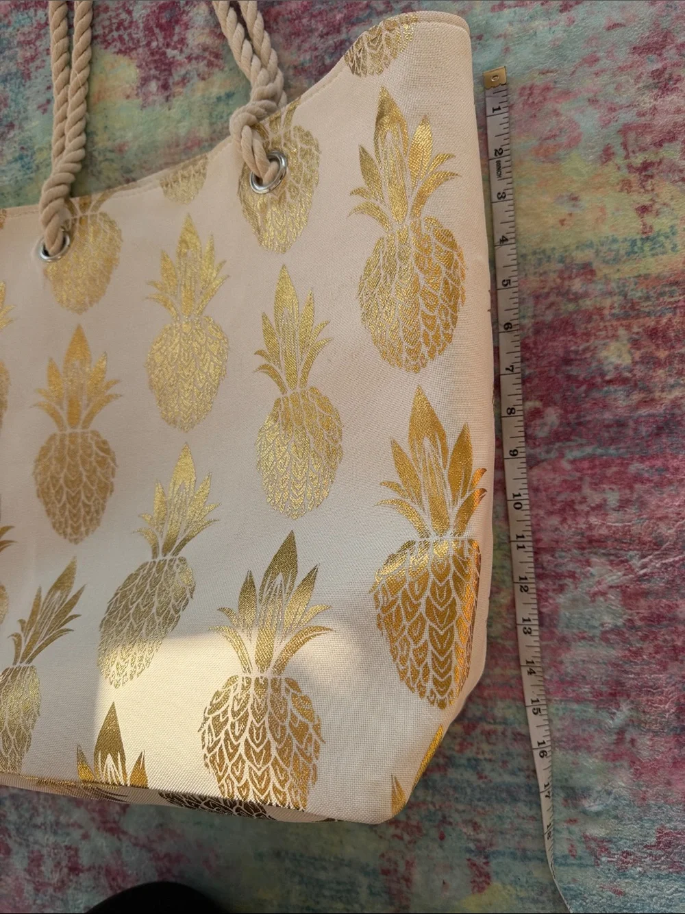 Gold Pineapple Canvas Tote Bag - Women